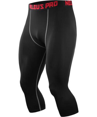 NELEUS Men's Dry Fit Compression Pants Workout Running Leggings 3X-Large Capris: Black(grey Stripe) 3 Pack - Buy Online on GoSupps.com