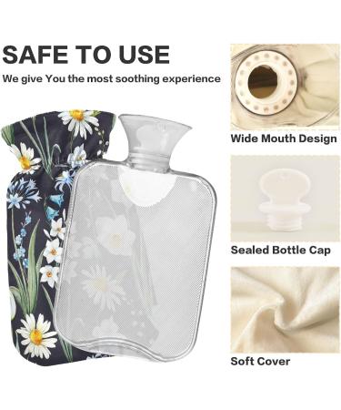 NAANLE 2L Hot Water Bottle with Cover - Watercolor Spring Flower Design | Pain Relief for Menstrual Cramps & Heat Therapy - Buy Online on GoSupps.com