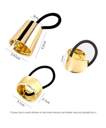Ponytail Cuff Gold Set - Gothic Punk Metal Hair Ties Holder for Women, 3 Styles - Buy Online on GoSupps.com