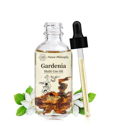 NP NATURES PHILOSOPHY Gardenia Multi-Use Oil for Face Body and Hair - Organic Plant Fragrant Essential Oil for Dry Skin Scalp and Nails - 2 Fl Oz