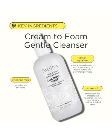 Pacifica Beauty Coconut Whip Cream to Foam Cleanser - Vegan Facial Cleanser with Vitamin E & Squalane - Hydrating & Purifying Skincare 8 fl oz - Buy Online on GoSupps.com