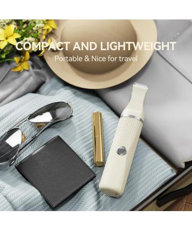 Unibono Rechargeable Bikini Trimmer for Women - Wet/Dry Electric Razor for Pubic Hair, Cordless Lady Shaver Kit for Arms, Legs, Armpits - USB-C Charge, Storage Bag Included (Beige) - Buy Online on GoSupps.com