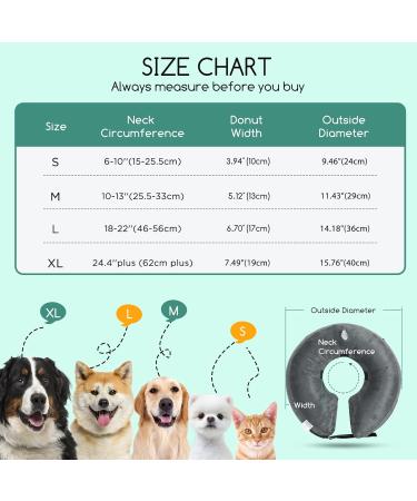 Nobleza Inflatable Protective Collar for Dogs & Cats | Adjustable Comfortable Recovery Collar for Post-Surgery & Injuries | Velcro Fastener | Gray (S) 6-10inch - Buy Online on GoSupps.com