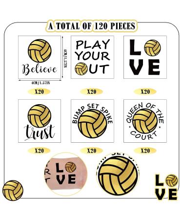 120 Pcs Volleyball Temporary Tattoos | Waterproof Gold Body Stickers | Team Gift & Party Supplies - 6 Styles - Buy Online on GoSupps.com