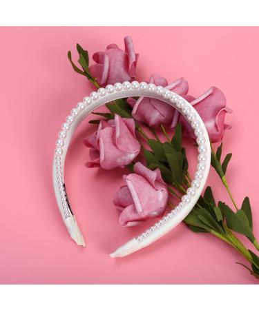 MAIGO Pearl Headband - Velvet Pearl Headband White Artificial Pearl Hairbands Faux Pearl Headbands for Grils Women Valentine's Day Giftsm Everyday Wear Wedding Party Bridal Shower Graduation Parties - Buy Online on GoSupps.com