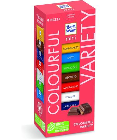  Ritter Sport RITTER SPORT Mini Tower 150g Chocolate Mix 7 Flavors Milk Chocolate with Hazelnuts Corn Flakes with Cornflakes Janduia Yogurt and Biscuit Stuffing 8 Mini Tower of 9 Pieces - Buy Online on GoSupps.com