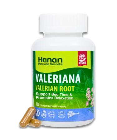 Hanan Peruvian Secrets Valerian Root Capsules (100ct) - Pure Valeriana Te de Valeriana Herbal Calming Night Relaxation Wellness Support Tea Supplement from Peru