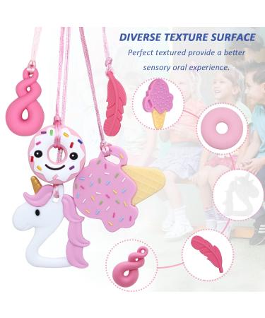 Sensory Chew Necklaces for Girls - 5 Pack Autism Teething Necklace Chew Toys for Kids with ADHD - Silicone Chewable Necklaces Reduce Chewing & Fidgeting - Perfect for Children & Adults with Special Needs - Buy Online on GoSupps.com