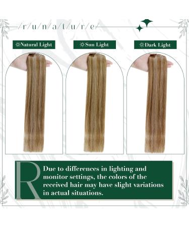 Runature Seamless Clip-In Real Hair Extensions - Blonde & Dark Blonde | 35cm (14 inch) | 50g - 3 Pieces | #10P16 - Buy Online on GoSupps.com