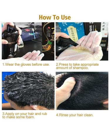 500ml Organic Natural Fast Black Hair Shampoo | Plant Essence Dye for Women Men | Cover Gray & White Hair - Long Lasting Color - Buy Online on GoSupps.com