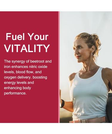 Beet Root Gummies with Iron, Methyl B12, Folate, Vitamin C - Increase Nitric Oxide & Iron Levels, Energy Support, Fight Fatigue, Beetroot & Gentle Iron Supplement, Sugar Free, 120 Count 60 Count (Pack of 2) - Buy Online on GoSupps.com