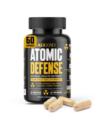 Alex Jones Naturals Atomic Defense Natural Health Defense Formula - Organic Seamoss Capsules w/Cumin Extract Turmeric & Honey Powder Plant-Based Herbal Supplements for Immune Support 60 Count