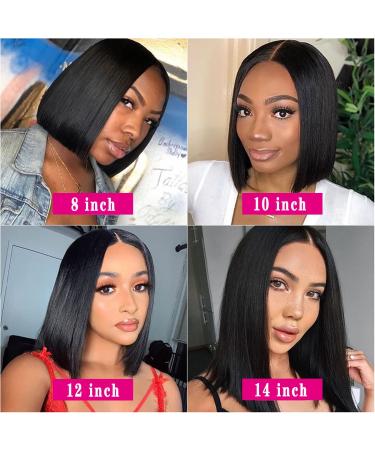 10 Inch Black Bob Wig Human Hair 13x4 HD Frontal 180% Density for Black Women - Buy Online on GoSupps.com