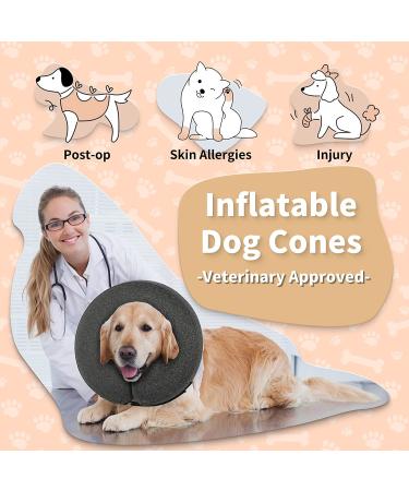 WONDAY Inflatable Dog Cone XL - Adjustable Recovery Collar for Post-Surgery Healing - Soft & Comfy Protective Collar for Wound Recovery - Prevent Biting & Scratching - Grey - Buy Online on GoSupps.com