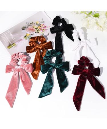 6Pcs Velvet Bowknot Hair Scrunchies Set for Women and Girls - Buy Online on GoSupps.com