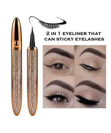 2023 Self-Adhesive Eyeliner Glue Pencil with 5 Pairs False Eyelashes - Long-Lasting Liquid Eye Liner Pen - Non Magnetic (2PCS) - Buy Online on GoSupps.com