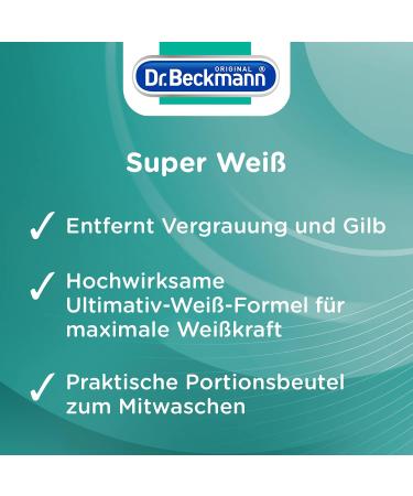 Dr. Beckmann Super White - Radiant & Long-Lasting Brilliant White Laundry Powder | 8 x 80g | Fights Greying & Yellowing | International Shipping Available - Buy Online on GoSupps.com