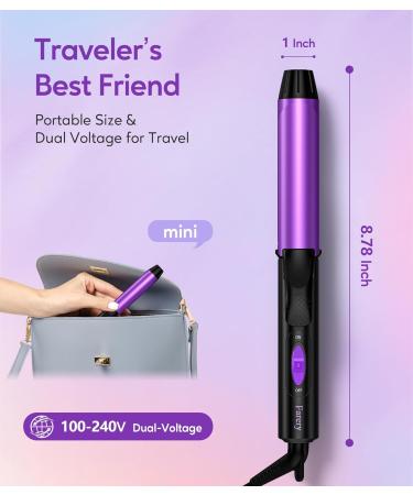 1 Inch Barrel Travel Curling Iron - Dual Voltage Ceramic Mini Hair Curler with Keratin & Argan Oil | Travel Size with Storage Bag - Buy Online on GoSupps.com