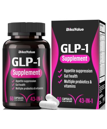 GLP-1 Alternative Supplement with Akkermansia Probiotics 30 Billion Hops Green Tea Extract Metabolism & Gut Health Digestive Wellness Support - 60 Capsules (20 Servings) 60 Count (Pack of 1)