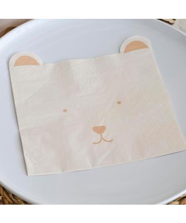 Ginger Ray White Baby Shower Napkins with Teddy Bear Ears - 16 Pack Tableware | Neutral Theme - Buy Online on GoSupps.com