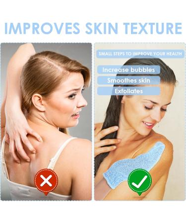 Sibba 2 Pairs Exfoliating Gloves - Body Scrubber for Shower & Bath - Removes Dirt, Dead Skin, Tan & Keratosis Pilaris - Exfoliating Mitt (Blue) - Buy Online on GoSupps.com
