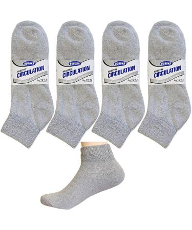 ATB 12 Pairs Diabetic Crew Socks - Health Cotton, Loose Fit Top (Grey) - Buy Online on GoSupps.com