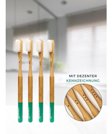 Bambuna Bamboo Toothbrush Set - 4 Medium Soft Plastic-Free Eco-Friendly - Made in Germany - Buy Online on GoSupps.com