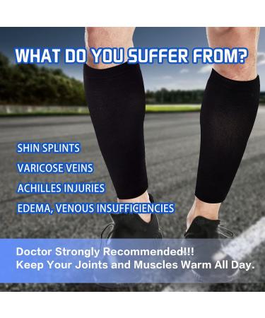 Footless Compression Socks for Women & Men | 20-30mmHg Calf Sleeves for Leg Support Varicose Veins & Shin Splints - 2 Pairs X-Large - Black - Buy Online on GoSupps.com