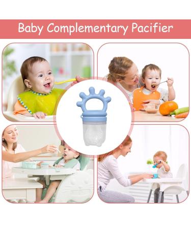 Premium Silicone Baby Pacifier with Fruit Feeding Dispenser | Reusable & Soothing for Aching Gums - Light Blue - Buy Online on GoSupps.com