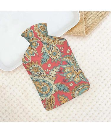 Paisley Pattern Hot Water Bottle - Rubber Bag for Pain Relief Cramps & Cold Therapy - International Shipping Available - Buy Online on GoSupps.com