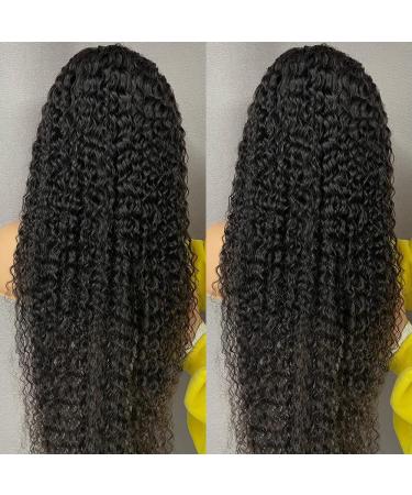 Jenniferita 22 Inch Water Wave Human Hair Lace Front Wig | HD Transparent 13x4 Lace Frontal | Pre Plucked with Baby Hair | Wet & Wavy Curly Style | 150% Density | Natural Black Color - Buy Online on GoSupps.com