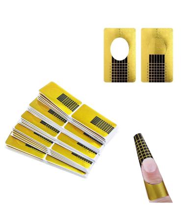 300Pcs Nail Art Extension Tips BetterJonny Golden Nail Extension Forms Guide Stickers for Acrylic UV Gel DIY Nail Art Manicure Tool