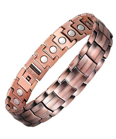 Feraco Copper Bracelet for Men - Magnetic Therapy for Arthritis Pain Relief Carpal Tunnel - 3500 Gauss Magnets for Migraines Tennis Elbow - 100% Pure Copper Jewelry Gift with Adjustable Sizing Tool