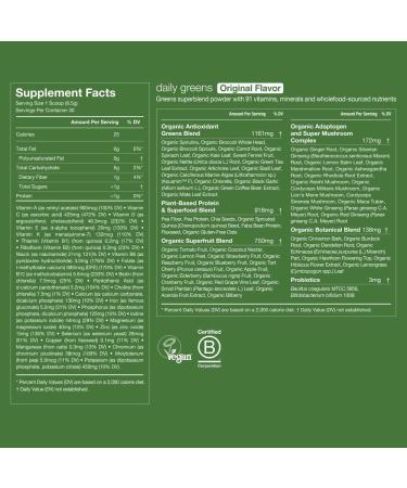 Huel Daily Greens | Superfood Greens Powder | 91 Vitamins Minerals and Wholefood-Sourced Ingredients | Adaptogens Antioxidants Gut-Friendly Probiotics | 30 Servings Original 9 Ounce (Pack of 1) - Buy Online on GoSupps.com