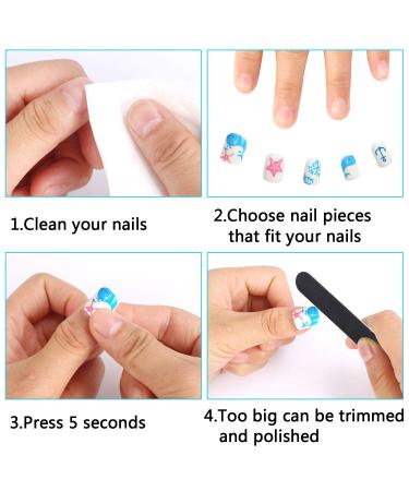 96 Pcs Kids Fake Nails - Pre-glue Full Cover Short False Nails for Girls | Lovely Gift for Children - Refreshing and Cute - Buy Online on GoSupps.com