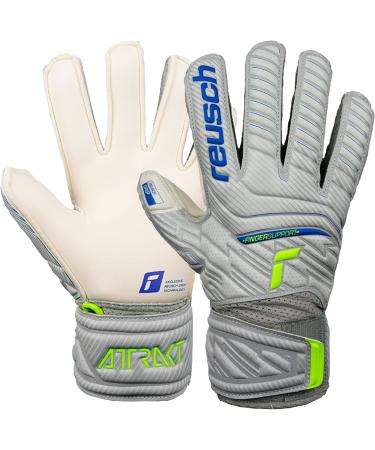 Reusch Boys Attract Finger Support Goalkeeper Gloves | Junior Unisex Football Gloves with Grip - Gray/Yellow (Ages 7.5) - Perfect for All Field Surfaces - Buy Online on GoSupps.com