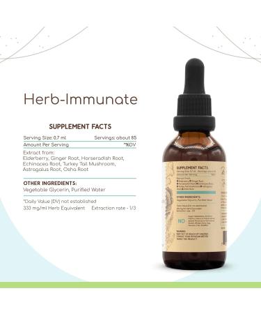 HerbEra Herb-Immunate B60 Alcohol-Free Extract Tincture, Elderberry, Ginger, Horseradish, Goldenseal, Echinacea. Wildcrafted: Turkey Tail Mushroom, Astragalus, OSHA Root. Immune Boost Blend 2 Fl Oz 2 Fl Oz (Pack of 1) - Buy Online on GoSupps.com