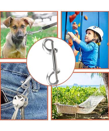 5 PCS Double End Trigger Clip Dog Lead Clips Zinc Alloy Double Ended Bolt Snap Hooks Silver Safety Diving Clips for Dog Lead Horse Tack Pet Feed Buckets - Buy Online on GoSupps.com