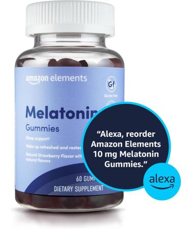 Amazon Elements Melatonin Gummies Strawberry Sleep Support 10mg 60 Count (Previously Revly) 1 Count (Pack of 60) - Buy Online on GoSupps.com