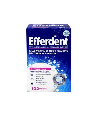 Efferdent Anti-Bacterial Dental Appliance Daily Cleanser Complete Clean 102 Tablets - 5 Pack - Buy Online on GoSupps.com