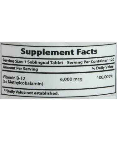 Best Naturals Vitamin B12 6000 mcg 120 Tablets - Natural Vitamin B Supplement - 120 Count - Buy Online on GoSupps.com