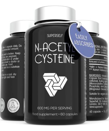 NAC Supplement High Strength - N-Acetyl-Cysteine 600mg - 60 Capsules - Odourless - Vegan N Acetyl Cysteine Nutritional Supplements - Made in The UK