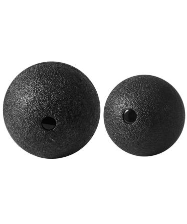 Massage Ball Set 2 Pieces Self-Massage for Fascia Yoga Trigger Point Massage Ball Set for Fascia (Black)