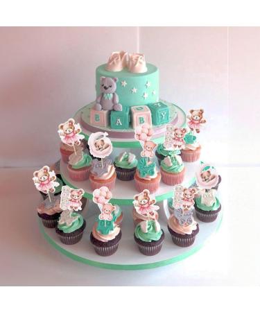 Gyufise 36Pcs Baby Shower Bear Cupcake Toppers Moon Baby Bear Baby Shower Cake Topper Decorations Jungle Animal Theme Baby Shower Birthday Party Cake Supplies Pink Pink 3 - Buy Online on GoSupps.com