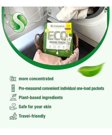 Synergetic Laundry Detergent Powder Packets | 50 Loads | Baby & Sensitive Skin Safe | Plant-Based & Fragrance-Free - Buy Online on GoSupps.com