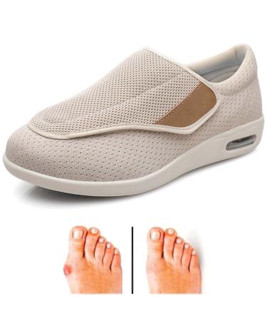 Mens Diabetic Edema Shoes Extended Widths Women's Walking Shoes with Arch Support Diabetic Shoes Adjustable Closure Men 9.5/Women 10.5 Beige Men 9.5/Women 10.5