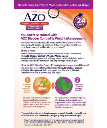 Azo Bladder Control with Go-Less & Weight Management - 48 Capsules for Optimal Urinary Health - Buy Online on GoSupps.com