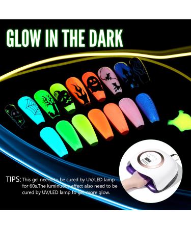 YOKE FELLOW Glow in the Dark Gel Nail Polish 10ML - Fluorescent Neon Blue UV Gel for Halloween Nails | Women and Girls Beauty Essential - Buy Online on GoSupps.com