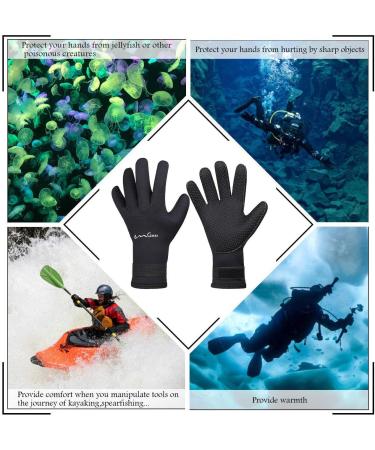 OMGear Neoprene Diving Wetsuit Gloves 3mm - Flexible Thermal with Adjustable Strap | Snorkeling, Scuba Diving, Surfing, Kayaking, Rafting | Small Black - Buy Online on GoSupps.com