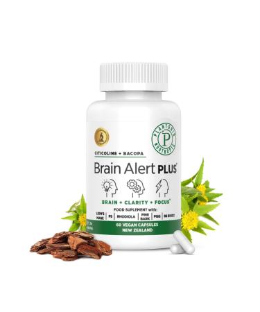 Plantonin New Zealand - Brain Supplements for Memory and Focus with Citicoline 500mg Bacopa Monnieri Capsules 300mg with Advanced Memory Formula & Bionutritionals - 1250mg Serving - 60 Vegan Capsules